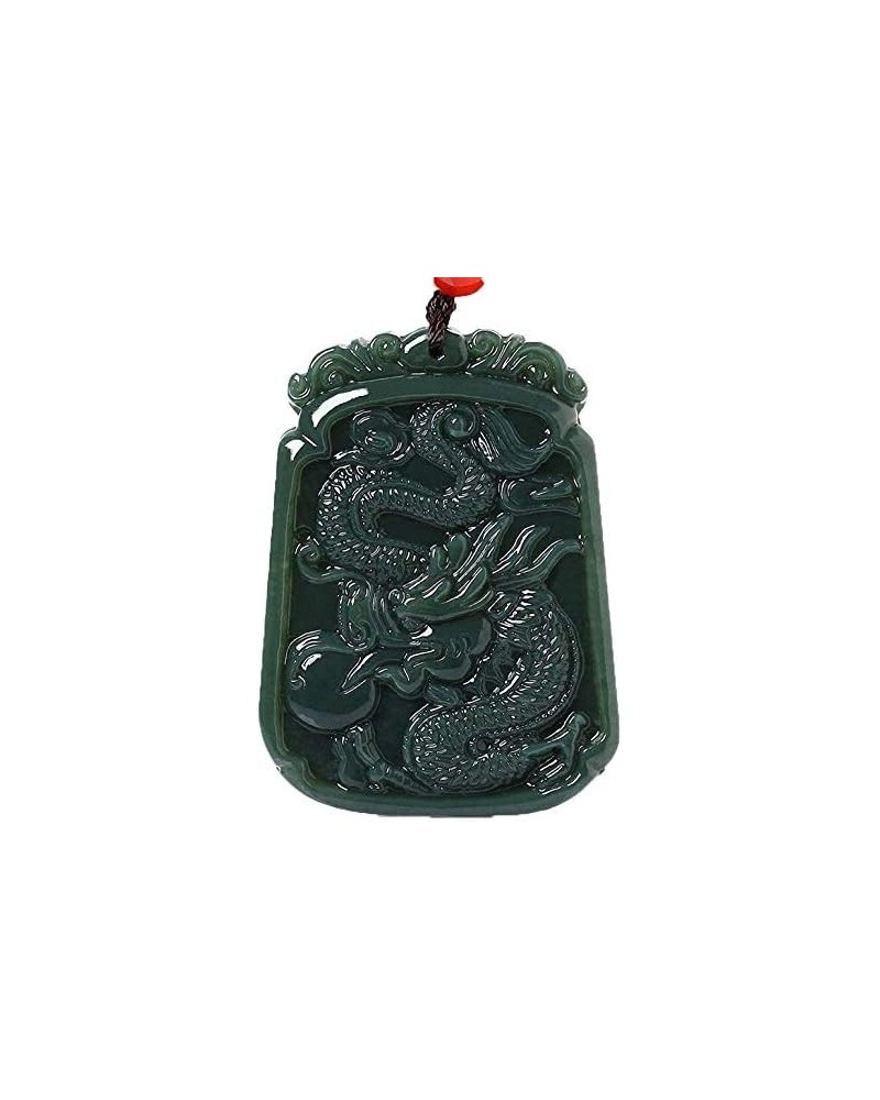 China Natural Hetian Green Jade Nephrite Carved Fengshui Zodiac Dragon Beast Pendant Amulet Dragon 9 $27.29 Necklaces