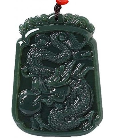 China Natural Hetian Green Jade Nephrite Carved Fengshui Zodiac Dragon Beast Pendant Amulet Dragon 9 $27.29 Necklaces