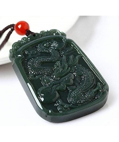 China Natural Hetian Green Jade Nephrite Carved Fengshui Zodiac Dragon Beast Pendant Amulet Dragon 9 $27.29 Necklaces