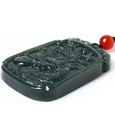 China Natural Hetian Green Jade Nephrite Carved Fengshui Zodiac Dragon Beast Pendant Amulet Dragon 9 $27.29 Necklaces