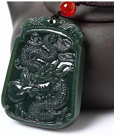 China Natural Hetian Green Jade Nephrite Carved Fengshui Zodiac Dragon Beast Pendant Amulet Dragon 9 $27.29 Necklaces