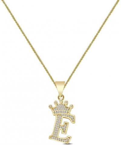 14K Yellow Gold Finish 1.00 Cwt. Simulated Diamond Crown Initial Letter Alphabet Unisex Charm Pendant Rope Chain Neckless Set...