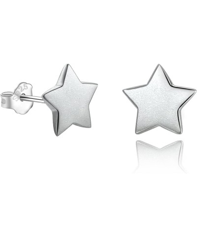 925 Sterling Silver Star Stud Earrings 5mm-10mm Options, Stars Studs Brushed Finish Design Hypoallergenic Jewelry 6mm $8.75 E...