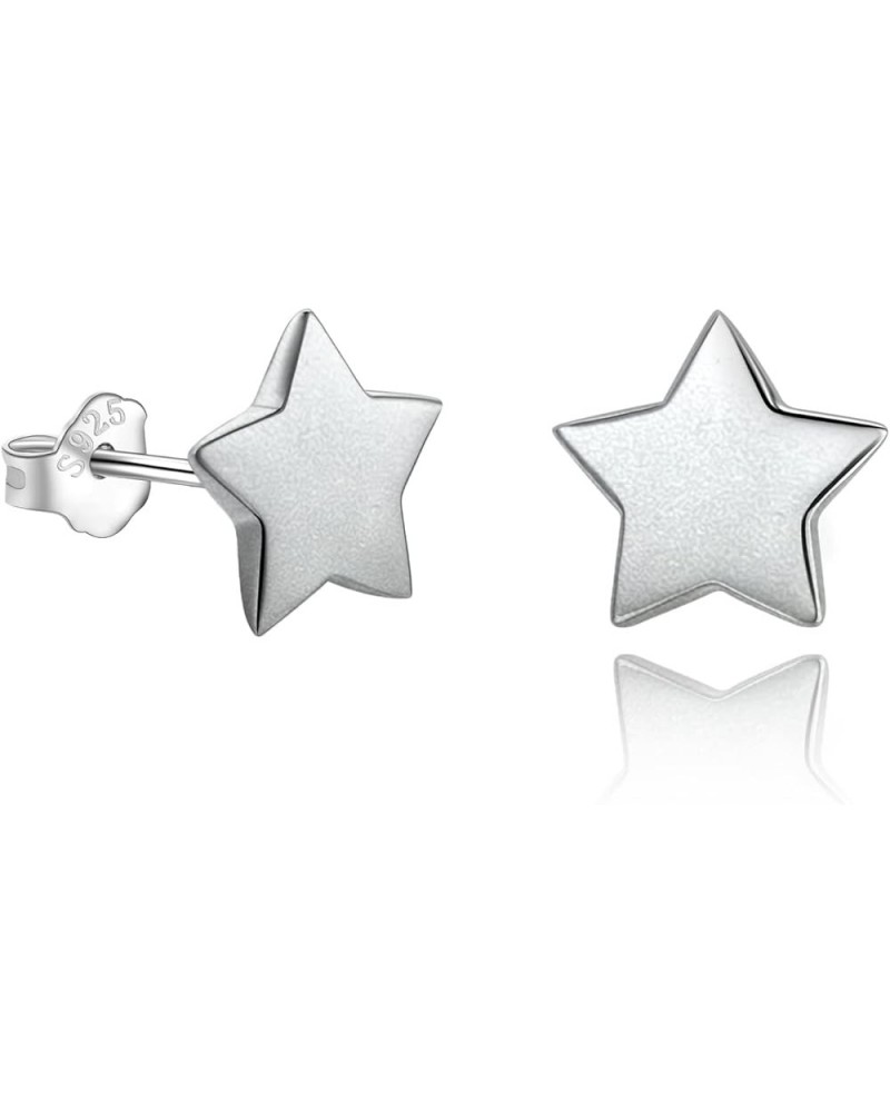 925 Sterling Silver Star Stud Earrings 5mm-10mm Options, Stars Studs Brushed Finish Design Hypoallergenic Jewelry 6mm $8.75 E...