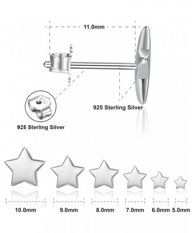 925 Sterling Silver Star Stud Earrings 5mm-10mm Options, Stars Studs Brushed Finish Design Hypoallergenic Jewelry 6mm $8.75 E...