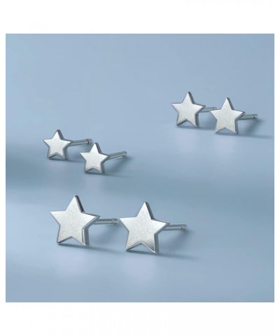 925 Sterling Silver Star Stud Earrings 5mm-10mm Options, Stars Studs Brushed Finish Design Hypoallergenic Jewelry 6mm $8.75 E...