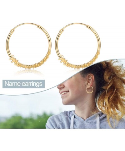 Personalized Big Hoop Earrings for Women Custom Name Earrings for Girls Bamboo Earrings 90s Jewelry for Women Birthday Gift f...