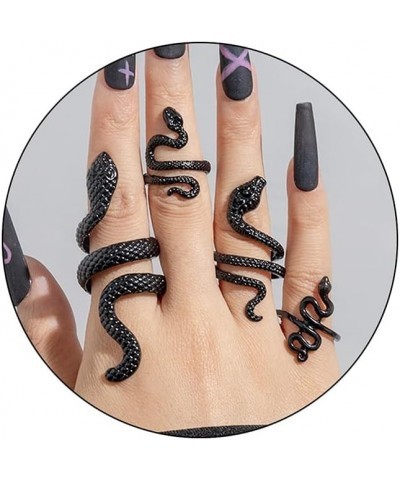 Gold Snake Ring Adjustable Punk Snake Ring for Women Boho Stacking Rings Set Vintage Goth Silver Snake Ring Jewelry black $8....