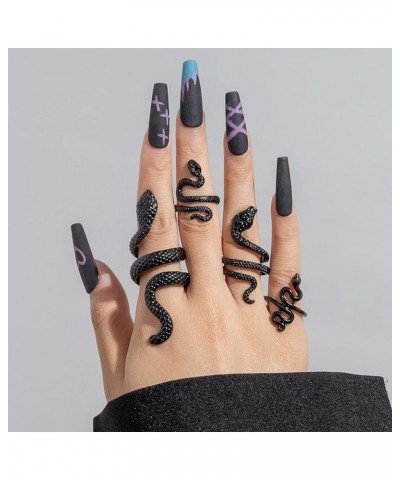 Gold Snake Ring Adjustable Punk Snake Ring for Women Boho Stacking Rings Set Vintage Goth Silver Snake Ring Jewelry black $8....