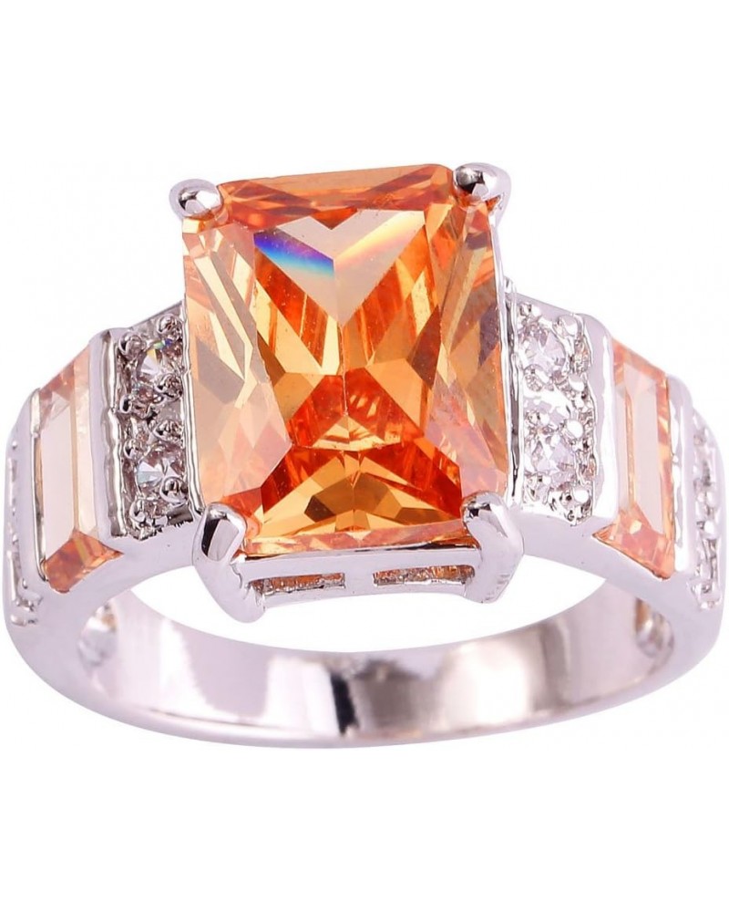 925 Sterling Silver Plated Emerald Cut Filled 10x12mm Amethyst Dainty Hollow Wedding Ring for Women E_Orange US12 $4.79 Others