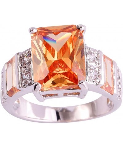 925 Sterling Silver Plated Emerald Cut Filled 10x12mm Amethyst Dainty Hollow Wedding Ring for Women E_Orange US12 $4.79 Others