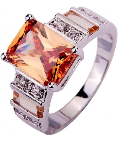 925 Sterling Silver Plated Emerald Cut Filled 10x12mm Amethyst Dainty Hollow Wedding Ring for Women E_Orange US12 $4.79 Others