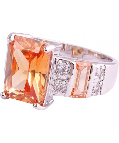 925 Sterling Silver Plated Emerald Cut Filled 10x12mm Amethyst Dainty Hollow Wedding Ring for Women E_Orange US12 $4.79 Others