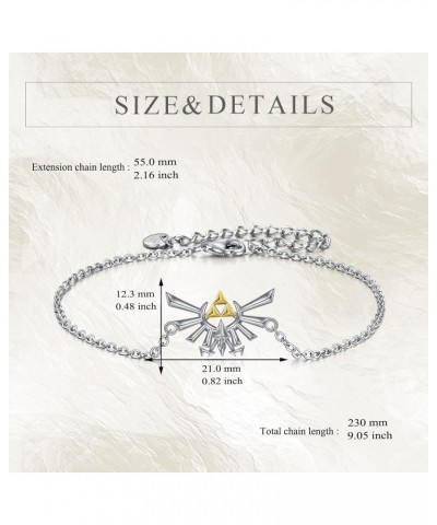 Zelda Bracelet Sterling Silver Legend of Zelda Bracelet Triforce Jewelry Tears of the Kingdom Gifts for Men Women Boys Girls ...