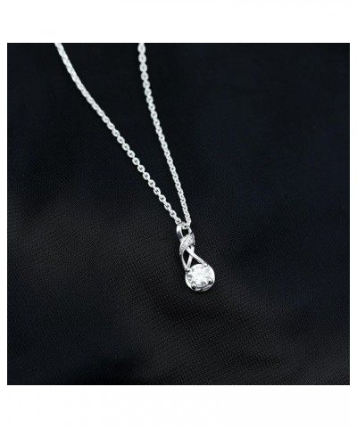 Moissanite Infinity Minimal Pendant Necklace for Her, Birthday Jewelry for Girlfriend 18K White Gold $88.20 Necklaces