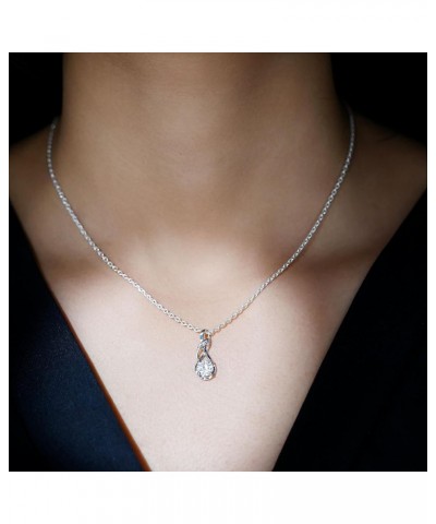 Moissanite Infinity Minimal Pendant Necklace for Her, Birthday Jewelry for Girlfriend 18K White Gold $88.20 Necklaces