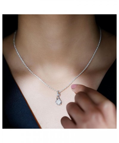 Moissanite Infinity Minimal Pendant Necklace for Her, Birthday Jewelry for Girlfriend 18K White Gold $88.20 Necklaces