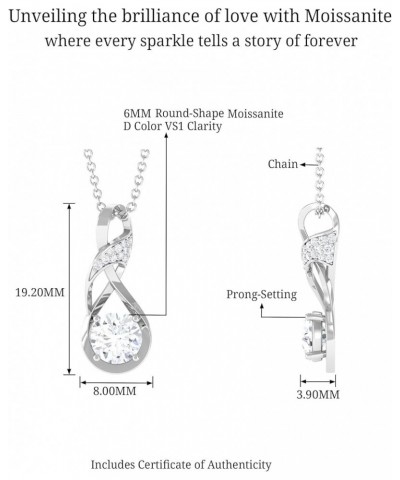 Moissanite Infinity Minimal Pendant Necklace for Her, Birthday Jewelry for Girlfriend 18K White Gold $88.20 Necklaces