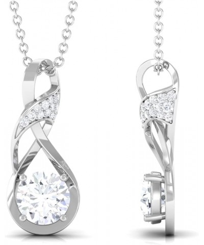 Moissanite Infinity Minimal Pendant Necklace for Her, Birthday Jewelry for Girlfriend 18K White Gold $88.20 Necklaces