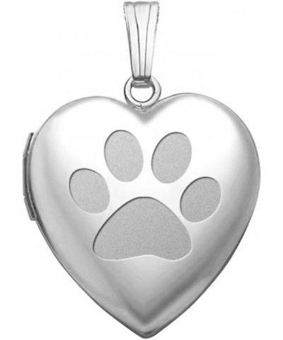 14k White Gold Dogs Paw Prints Sweetheart Locket - Available in 2 Sizes White Gold 19.0 Millimeters $101.23 Necklaces