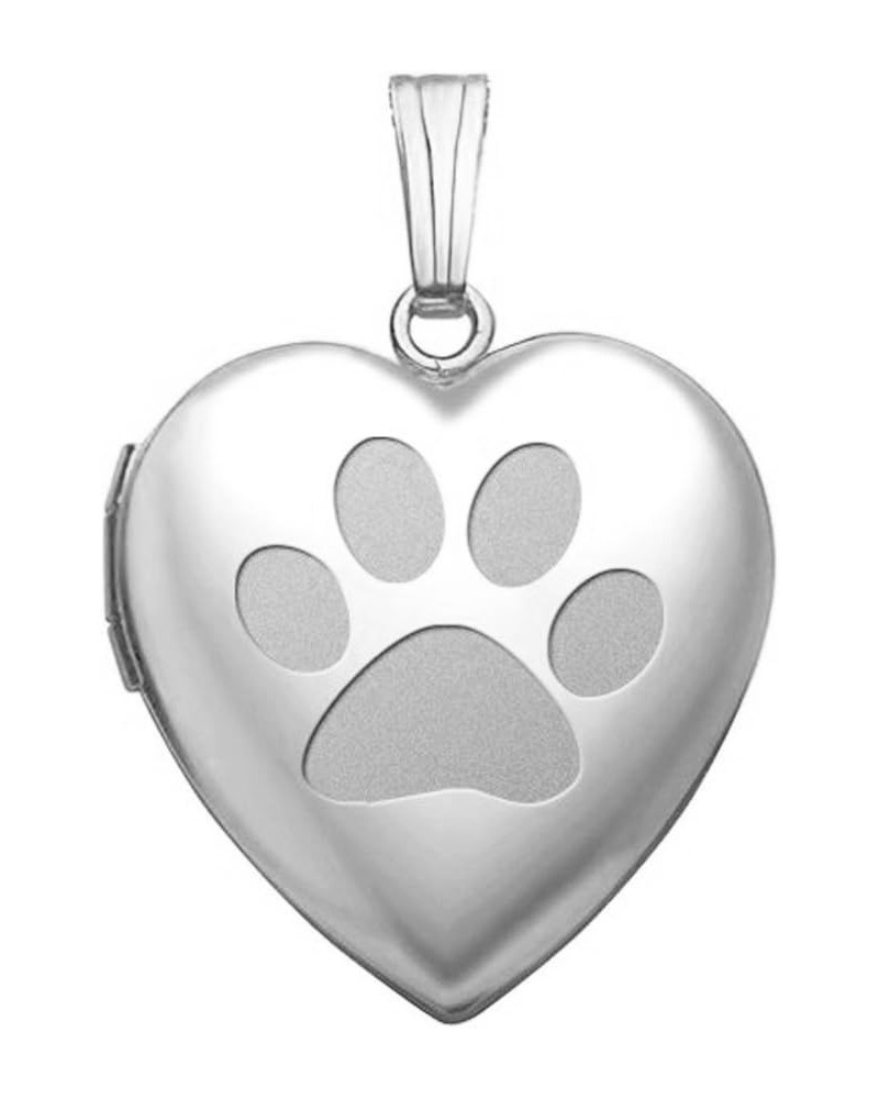 14k White Gold Dogs Paw Prints Sweetheart Locket - Available in 2 Sizes White Gold 19.0 Millimeters $101.23 Necklaces