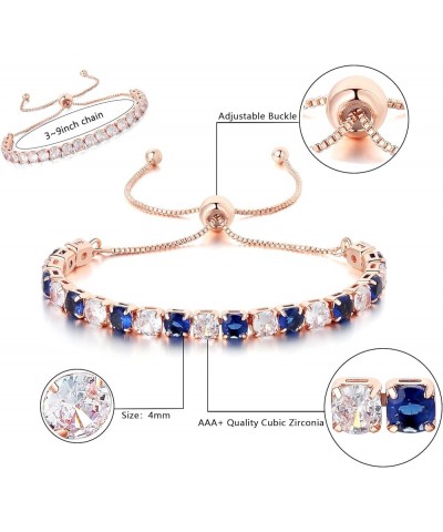 Tennis Bracelets for Women Cubic Zirconia Bracelet in Silver/Gold/Rose gold Adjustable Bracelet in Size 3-9inch Fashion Jewel...