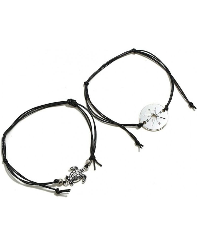 2-piece Anklets Foot Accessories Retro Simple Turtle Compass Shape Anklet Women GIrls Jewelry Blue $4.97 Anklets