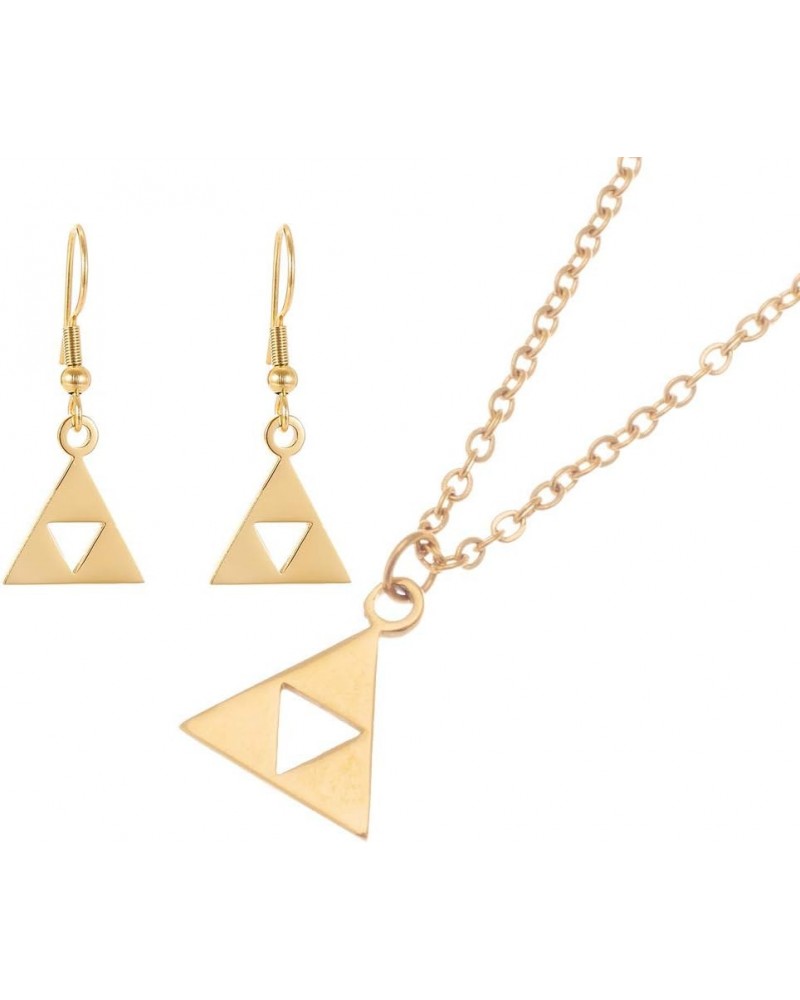 Antique Gold Plated Metal Leather Chain Zelda Pendant Necklace SET gold $11.12 Necklaces