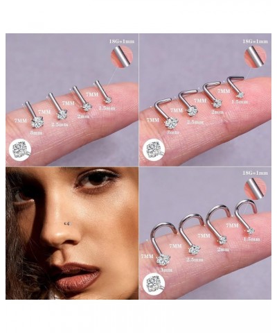 18Pcs Nose Rings Studs - 316L Surgical Steel Gold Nose Studs Double Hoop Nose Ring for Women Men 18G/20G Nose Rings Stud Hypo...