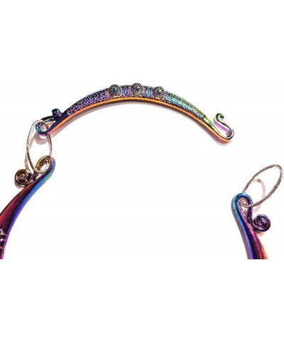 Rainbow Dragon Yin Yang Hmong Style Choker Collar 90's Retro Asian Chunky Anodized Metal Necklace $12.53 Necklaces