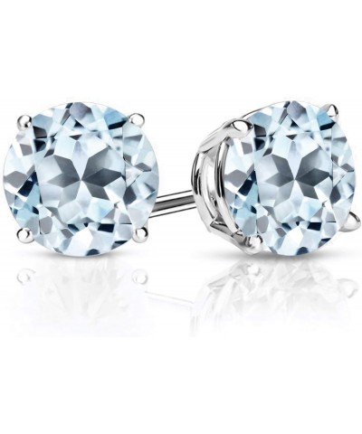 925 Sterling Silver Sky Blue Topaz Stud Earrings For Women (3.40 Cttw, Gemstone Birthstone Round 7MM) $21.50 Earrings