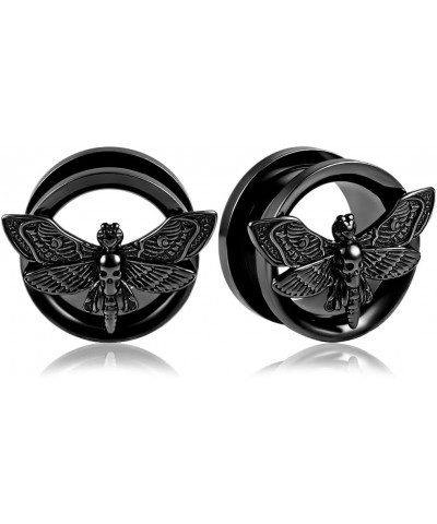 2 PCS Stainless Steel Skull Butterfly Plugs and Tunnels Ear Gauge Stretcher Plug Jewelry Piercing Gauges 8mm-19mm 19mm(3/4") ...