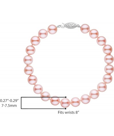 14K Gold AAAA Pink Freshwater Cultured Pearl Silk-Knotted Strand Bracelet with Fishhook Clasp - Choice of Pearl Size, Bracele...