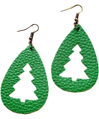 Leather Teardrop Christmas Tree Earrings for Women Girls Multiple Lightweight Big Statement Dangle Drop Hook Stud Nickle Free...