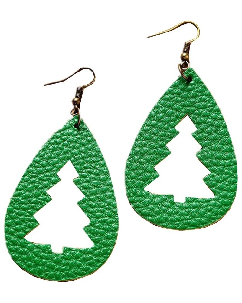 Leather Teardrop Christmas Tree Earrings for Women Girls Multiple Lightweight Big Statement Dangle Drop Hook Stud Nickle Free...