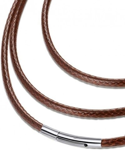 Flexible Waterproof Braided Leather Necklace Cord Chain for Men Women, 2MM/3MM Rope Chain for Pendant 16" 18" 20" 22" 24" 26"...