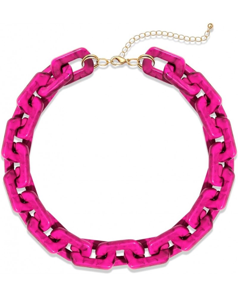 Chain Link Necklace For Woman Acrylic Resin Chain Necklace Statement Chunky Chain Collar Necklace Pink $9.17 Necklaces