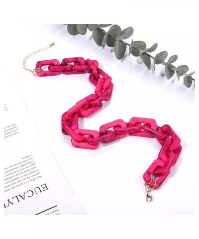 Chain Link Necklace For Woman Acrylic Resin Chain Necklace Statement Chunky Chain Collar Necklace Pink $9.17 Necklaces