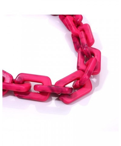 Chain Link Necklace For Woman Acrylic Resin Chain Necklace Statement Chunky Chain Collar Necklace Pink $9.17 Necklaces