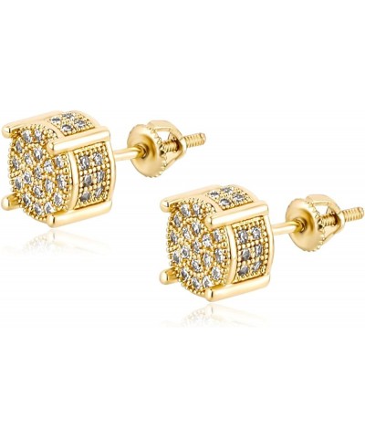 Stud Earrings for Women 18K Plated Gold Earrings Hypoallergenic Diamond Cubic Zirconia Earrings Studs Square Earrings for Men...