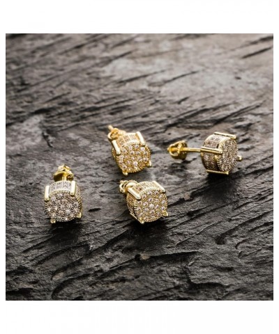 Stud Earrings for Women 18K Plated Gold Earrings Hypoallergenic Diamond Cubic Zirconia Earrings Studs Square Earrings for Men...