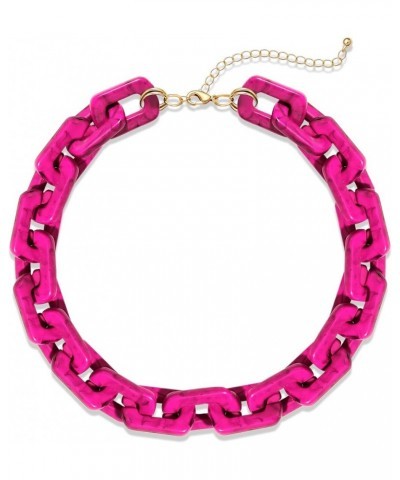 Chain Link Necklace For Woman Acrylic Resin Chain Necklace Statement Chunky Chain Collar Necklace Pink $9.17 Necklaces