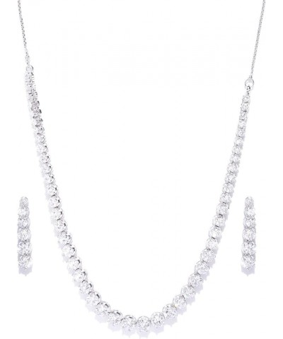 Women's American Diamond Silver Plated Ethnic Jewellery Set Style2 $23.38 Jewelry Sets