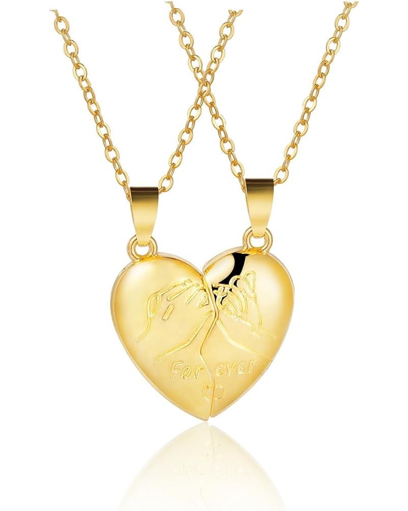 2Pcs Engraved Love Heart Couple Matching Pendant Necklace Set Adjustable Link Chain Peach Pinky Promise Necklace for Women Me...