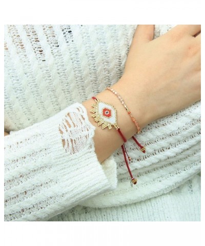 Colorful Seed Bead Friendship Bracelets Handmade New Summer Strand Bracelets Bangles for Women/Girls Red 27C $7.65 Bracelets