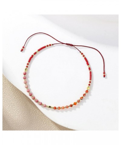 Colorful Seed Bead Friendship Bracelets Handmade New Summer Strand Bracelets Bangles for Women/Girls Red 27C $7.65 Bracelets