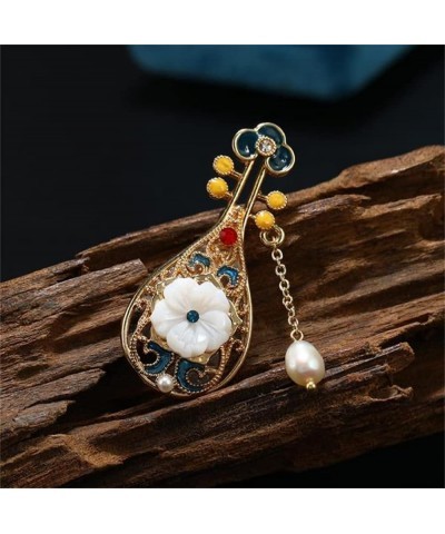 Lute Instruments Pin Brooch Flower Pearl Pipa Handmade Brooch Chinese Musical Instruments Lapel Pin For Women Girls for Cloth...