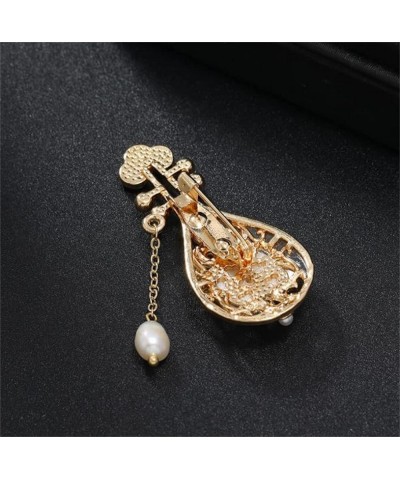 Lute Instruments Pin Brooch Flower Pearl Pipa Handmade Brooch Chinese Musical Instruments Lapel Pin For Women Girls for Cloth...