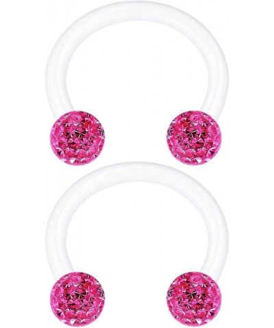 2PCS Acrylic Horseshoe Circular Barbell 16 Gauge 5/16 8mm 3mm Crystal Ball Lip Earrings Nose Piercing Jewelry See More Colors...