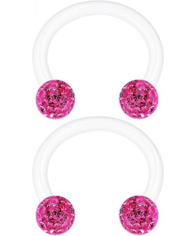 2PCS Acrylic Horseshoe Circular Barbell 16 Gauge 5/16 8mm 3mm Crystal Ball Lip Earrings Nose Piercing Jewelry See More Colors...